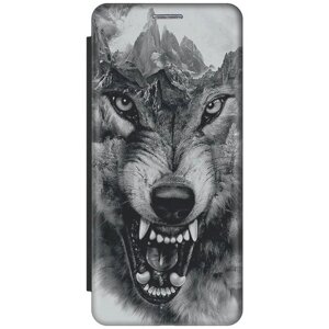 Чехол-книжка Волк в горах на Samsung Galaxy S21+Самсунг С21 Плюс черный