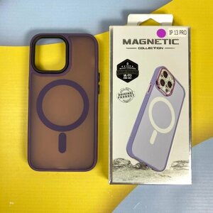 Чехол матовый магнитный для MagSafe на iPhone 13 Pro Фиолетовый / Кейс матовый с магнитом на айфон 13 Pro