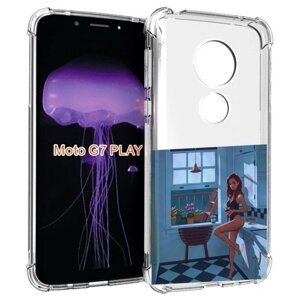 Чехол MyPads девушка-на-кухне для Motorola Moto G7 Play задняя-панель-накладка-бампер