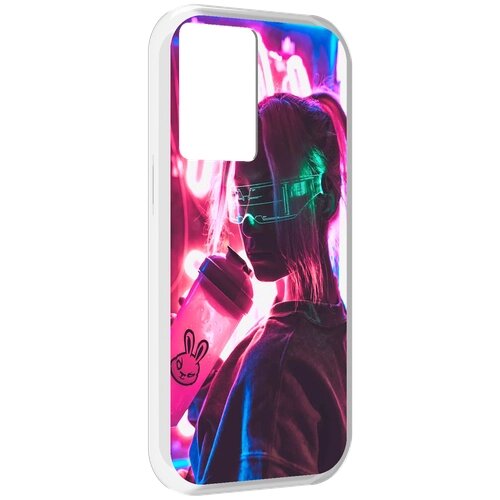 Чехол MyPads девушка неоновый фон женский для OnePlus Nord N20 SE задняя-панель-накладка-бампер