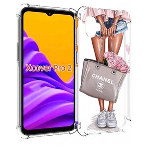 Чехол MyPads Девушка-с-сумкой женский для Samsung Galaxy Xcover Pro 2 задняя-панель-накладка-бампер