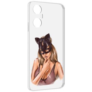 Чехол MyPads девушка-в-купальнике-с-маской-кошки женский для Infinix Hot 20 5G задняя-панель-накладка-бампер