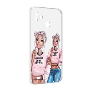 Чехол MyPads Девушка-в-розовой-футболке женский для Tecno Pop 5 Go задняя-панель-накладка-бампер