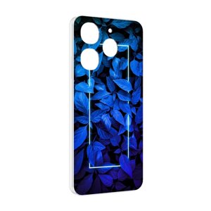 Чехол MyPads голубые цветочки неон для Tecno Spark 10 Pro задняя-панель-накладка-бампер
