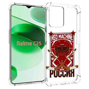 Чехол MyPads хоккей россия для Realme C35 / Narzo 50A Prime задняя-панель-накладка-бампер