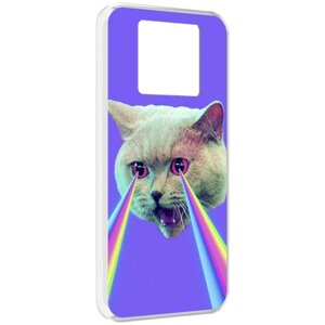 Чехол MyPads кот с радугой в глазах для Black Shark 3 5G / Black Shark 3S задняя-панель-накладка-бампер