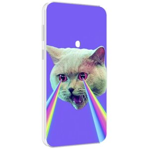 Чехол MyPads кот с радугой в глазах для Meizu 16 Plus / 16th Plus задняя-панель-накладка-бампер
