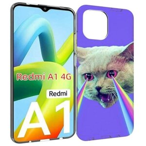 Чехол MyPads кот с радугой в глазах для Xiaomi Redmi A1 задняя-панель-накладка-бампер