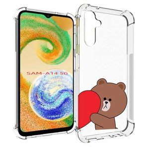 Чехол MyPads медвежонок детский для Samsung Galaxy A14 4G/ 5G задняя-панель-накладка-бампер