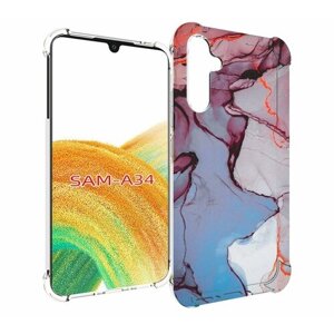 Чехол MyPads мраморный рисунок для Samsung Galaxy A34 задняя-панель-накладка-бампер