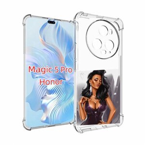 Чехол MyPads нарисованная-девушка-в-фиолетовом-платье женский для Honor Magic 5 Pro задняя-панель-накладка-бампер