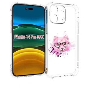 Чехол MyPads розовый волченок для iPhone 14 Pro Max задняя-панель-накладка-бампер