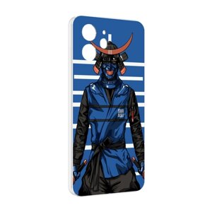 Чехол MyPads самурай в синей форме для Oukitel C32 задняя-панель-накладка-бампер