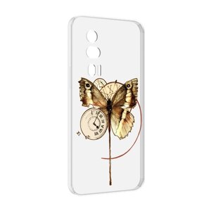 Чехол MyPads старинные часы с бабочкой для Xiaomi Redmi K60 задняя-панель-накладка-бампер