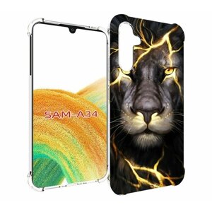 Чехол MyPads Светящийся-лев мужской для Samsung Galaxy A34 задняя-панель-накладка-бампер