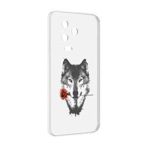 Чехол MyPads волк с розой для Infinix Note 12 Pro 4G X676B задняя-панель-накладка-бампер