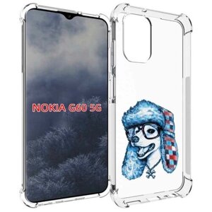 Чехол MyPads зимний пес для Nokia G60 5G задняя-панель-накладка-бампер