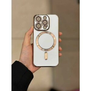 Чехол на Apple iPhone 15 Pro с магнитом и золотом