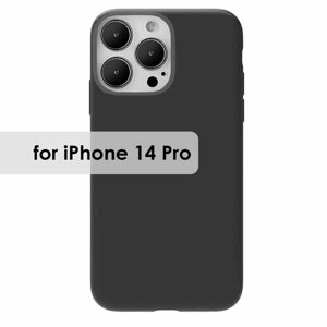 Чехол на айфон 14 Pro с микрофиброй, силиконовый, матовый, цвет темно-серый