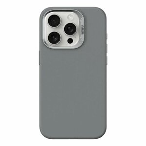Чехол на айфон кожаный WiWU Vegan Leather SP-019 для iPhone 15 Pro с поддержкой MagSafe - Серый