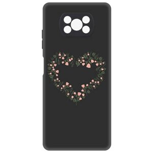 Чехол-накладка Krutoff Soft Case Цветочное сердце для Xiaomi Poco X3 черный