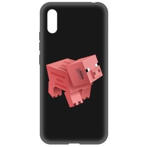 Чехол-накладка Krutoff Soft Case Minecraft-Свинка для Xiaomi Redmi 9A черный