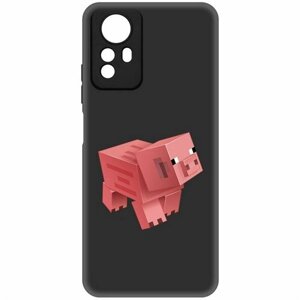 Чехол-накладка Krutoff Soft Case Minecraft-Свинка для Xiaomi Redmi Note 12S черный