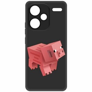 Чехол-накладка Krutoff Soft Case Minecraft-Свинка для Xiaomi Redmi Note 13 Pro+ 5G черный