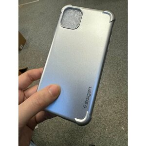 Чехол панель накладка бампер MyPads SPIGEN для iPhone 11 (простой, обычный) тонкая силиконовая крышка серебристая