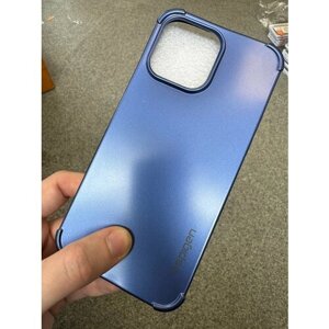 Чехол панель накладка бампер MyPads SPIGEN для iPhone 14 Pro Max тонкая силиконовая крышка синяя