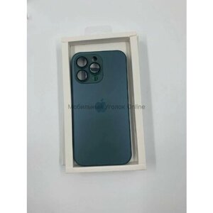 Чехол стеклянный матовый iPhone 13 Pro c MagSafe с защитой для камеры- Зеленый