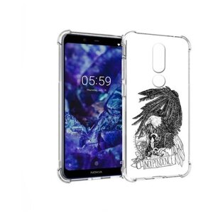 Чехол задняя-панель-накладка-бампер MyPads черно белый сокол для Nokia 5.1 Plus/Nokia X5 противоударный