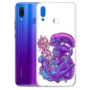 Чехол задняя-панель-накладка-бампер MyPads чужой фиолетовый цвет для Huawei Honor Play (6/64GB/4/64GB) COR-L29 противоударный