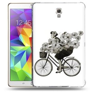 Чехол задняя-панель-накладка-бампер MyPads девушка на велосипеде с цветами для Samsung Galaxy Tab S 8.4 SM-T700/T705 противоударный
