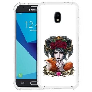 Чехол задняя-панель-накладка-бампер MyPads девушка с лисой для Samsung Galaxy J3 Prime SM-J330F/Samsung Galaxy J3 (2017) SM-J330F противоударный