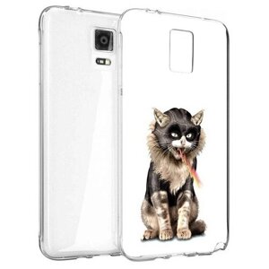 Чехол задняя-панель-накладка-бампер MyPads дьяволский кот для Samsung Galaxy Note 4 противоударный