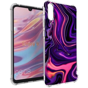 Чехол задняя-панель-накладка-бампер MyPads фиолетовые краски для Huawei Enjoy 9/Huawei Y7 (2019)/Honor 8C противоударный