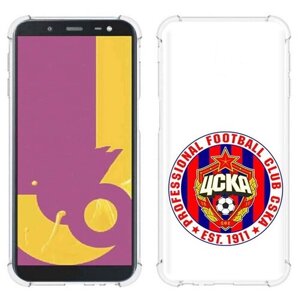Чехол задняя-панель-накладка-бампер MyPads ФК ЦСК логотип для Samsung Galaxy J6+ plus 2018 (SM-J610F)/J6 Prime противоударный