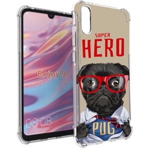 Чехол задняя-панель-накладка-бампер MyPads Герой-PUG для Huawei Enjoy 9/Huawei Y7 (2019)/Honor 8C противоударный