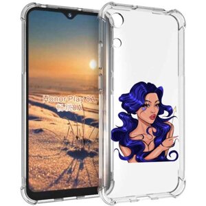 Чехол задняя-панель-накладка-бампер MyPads красивая-девушка-с-синими-волосами женский для Honor 8A/Huawei Y6 (2019)/Honor 8A Pro/Y6 Prime 2019/Huawei Y6s противоударный