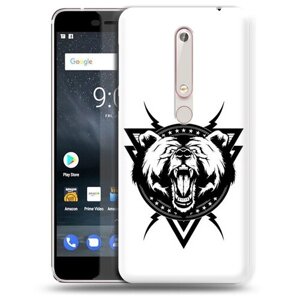 Чехол задняя-панель-накладка-бампер MyPads медведь в треугольнике для Nokia 6 (2018)/Nokia 6.1 противоударный