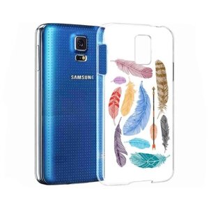Чехол задняя-панель-накладка-бампер MyPads разноцветные перья для Samsung Galaxy S5 SM-G900H/G900F противоударный