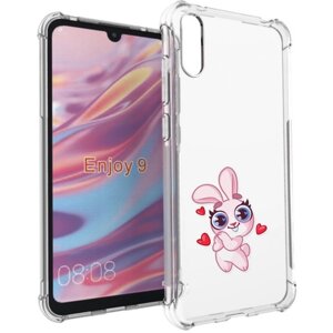 Чехол задняя-панель-накладка-бампер MyPads розовый-зайченок для Huawei Enjoy 9/Huawei Y7 (2019)/Honor 8C противоударный