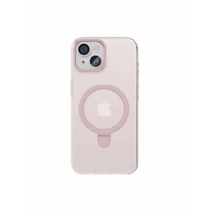 Чехол защитный VLP Ring Case с MagSafe подставкой для iPhone 15, розовый
