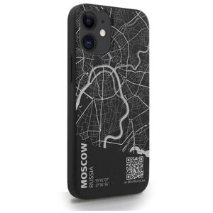 Черный силиконовый чехол MustHaveCase для iPhone 12 Mini Карта Москвы для Айфон 12 Мини