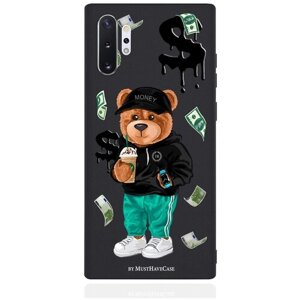 Черный силиконовый чехол MustHaveCase для Samsung Galaxy Note 10+ Tony Bear/ Мишка Тони