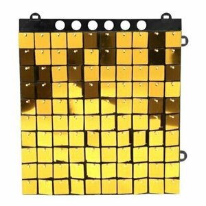 Декоративная панель с квадратными пайетками, Золото, 30х30 см