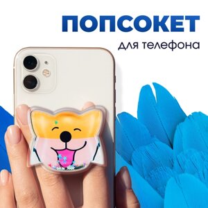 Держатель-подставка PopSocket на смартфон (Собачка Хатико) / Попсокет держатель для телефона / Универсальный аксессуар на телефон