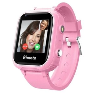 Детские смарт-часы Aimoto Pro 4G, 1.4", GPS, sim, камера, звонки, геозоны, IP67, SOS, розовые