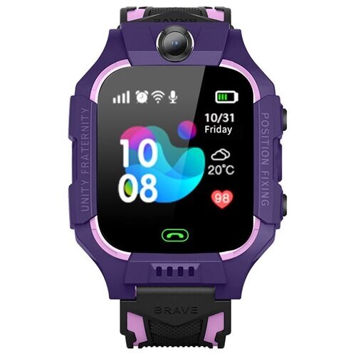 Детские смарт часы, умные часы для детей с сим картой, камерой и трекером, кнопка SOS, фиолетовый/розовый
